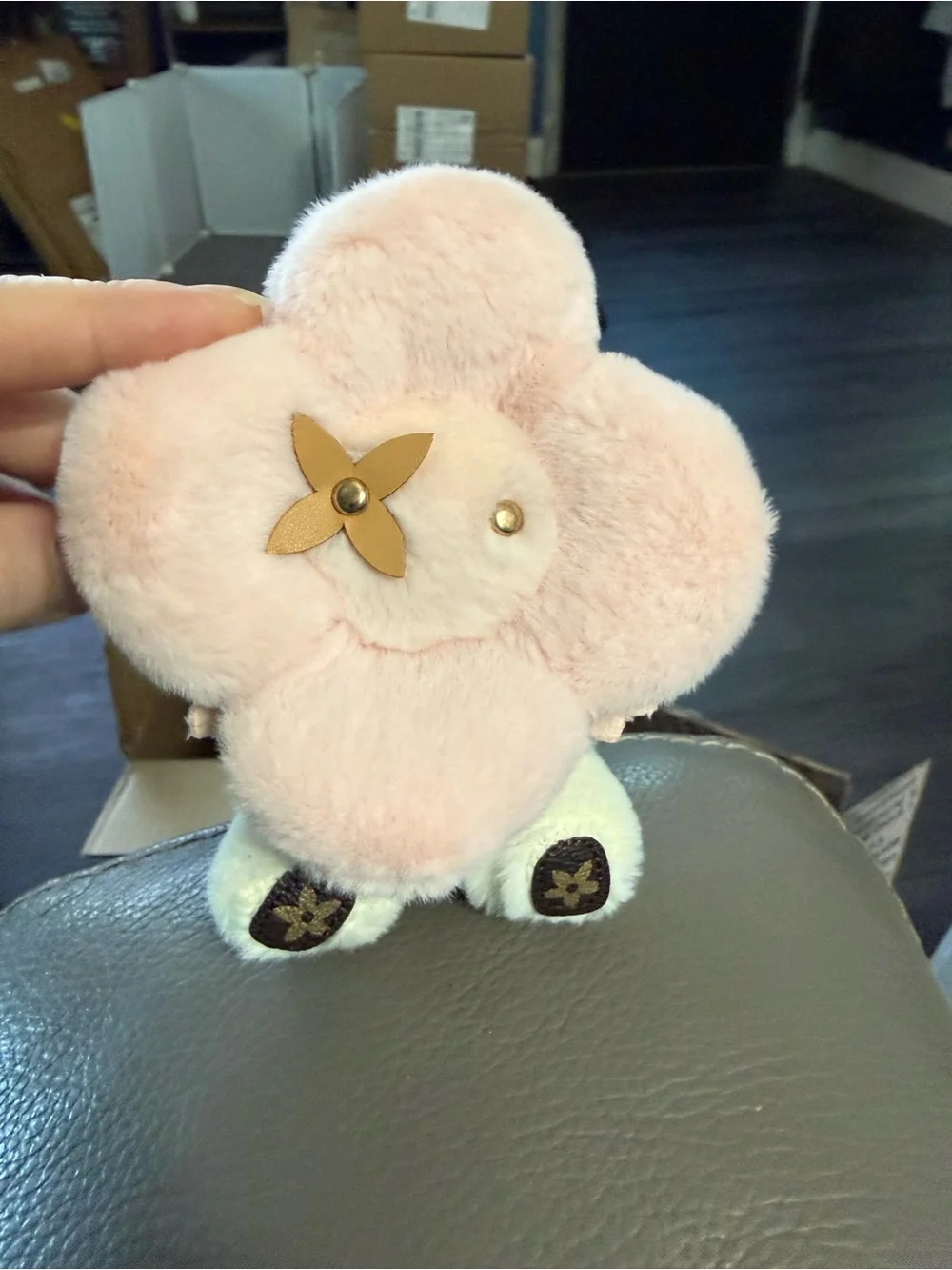 Plush Flower Bag charm- Soft Pink